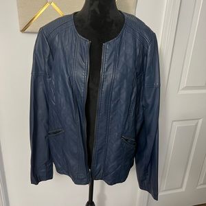 Navy faux leather jacket